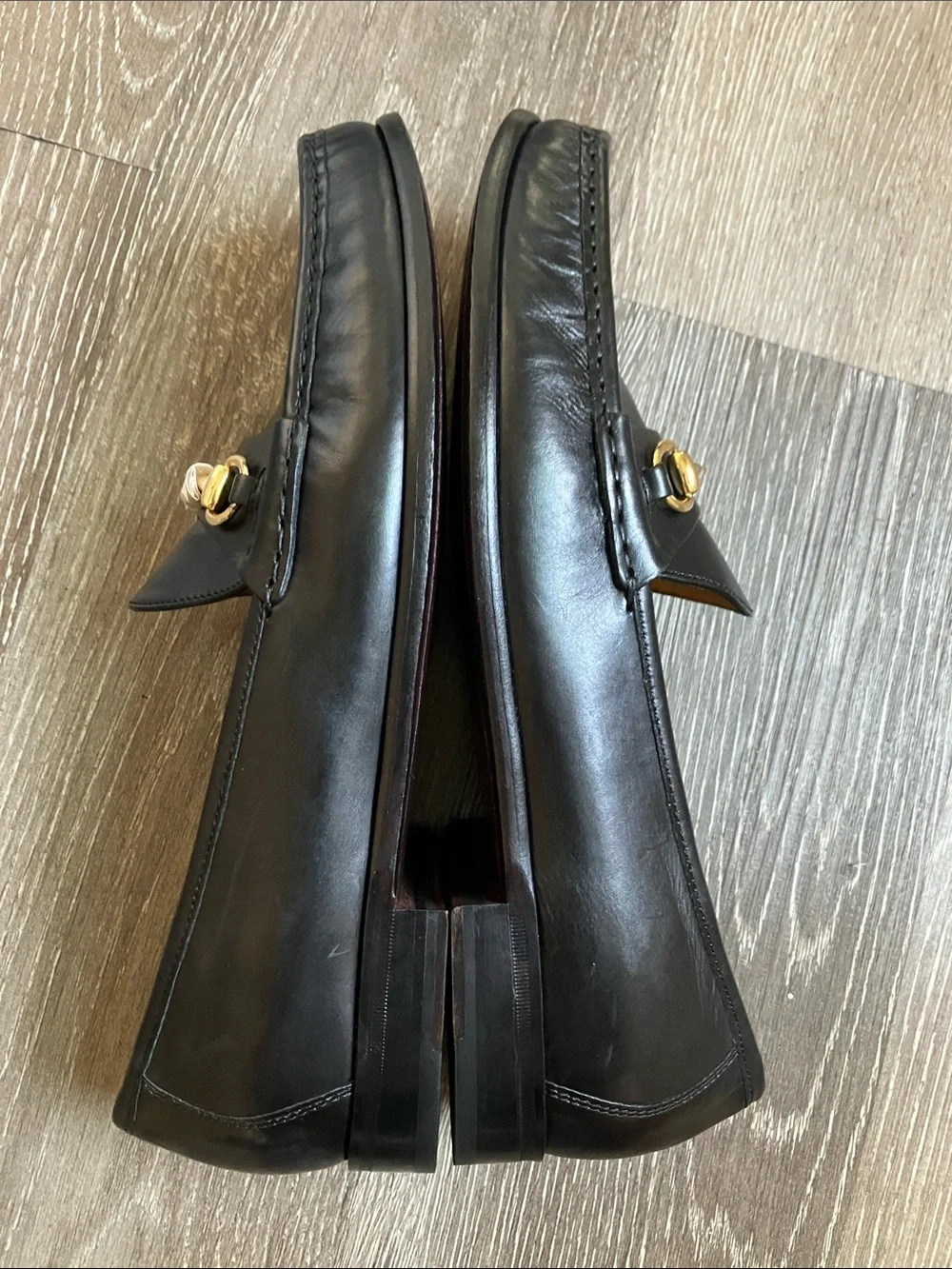 Cole Haan Ascot II black leather slip-on loafers gold-toned horsebit detail - Picture 9 of 17